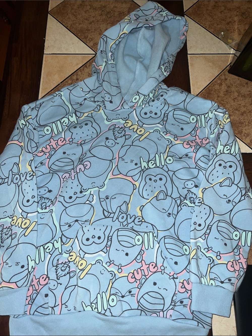 Squishmallows Light Blue Hoodie with Pastel Character Print